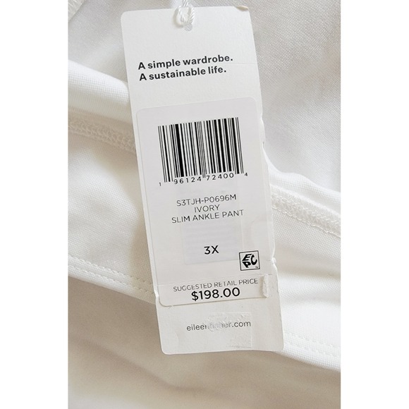 Eileen Fisher Ivory Slim Ankle Pants Washable Flex Ponte 3X Plus Size NWT RV 198 - Picture 4 of 8